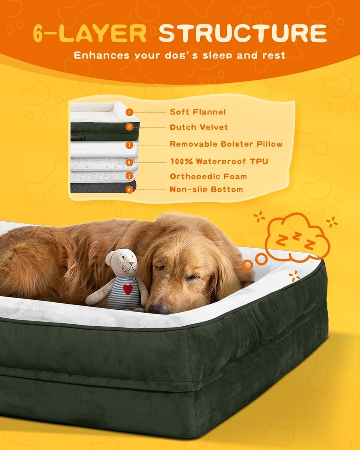 XL Orthopedic Dog Bed, Waterproof Dog Sofa Bed - Image 3