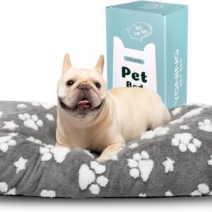 Cute Fluffy Dog Beds for Small Medium Dogs, 76x51x10cm, Grey Paw