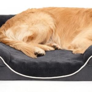 The Fellie Dog Bed Large, Soft Plush Orthopedic Dog Bed with Non-Slip Bottom, Anti-Anxiety Cat Beds Washable, Fluffy Cat Beds for Indoor Cats with Removable Cover, Grey, 89X63.5X16.5cm