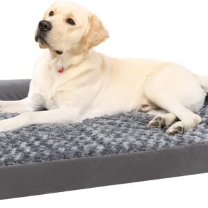 KSIIA Large Dog Bed Orthopedic Sofa with U-Shape Bolster, Grey, 105x70x18cm
