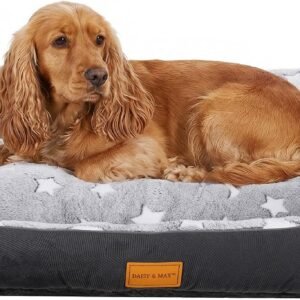 Daisy & Max Extra Large Dog Bed Washable (89?64cm), Soft Plush Pet Bed Raised Sides & Non-Slip Base, Rectangle Small Medium Large Dogs, Ideal for Labrador, Golden Retriever, German bed cushions