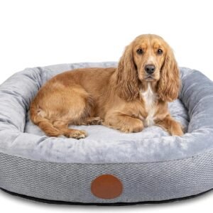UK Luxury Orthopaedic Dog Bed, Washable Cover (Grey, M)