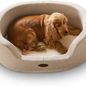 Silentnight Orthopaedic Donut Dog Bed - Luxury Faux Fur Base and Support Sides for Cosy & Comfort - Ease Anxiety Aches & Pains - Removable Washable Cover - Non-Slip Base Pet Bed, Natural, Small