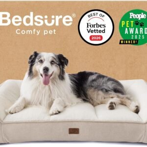 Bedsure Extra Thick Supportive XL Orthopaedic Dog Bed Sofa 106x76cm, Cream