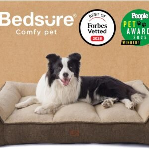 Bedsure Extra Thick Supportive Orthopedic Dog Bed Sofa Large 96x71cm, Brown