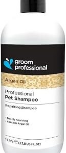 GROOM PROFESSIONAL Argan Oil Dog Shampoo - Nourishing & Repairing Shampoo for Dogs - Soothing Relief for Sensitive Dry or Itchy Skin - Restores Damaged Coat w/Vitamin E to Prevent Matted Coats, 1L