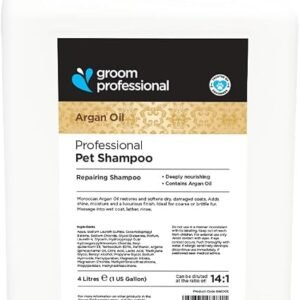 GROOM PROFESSIONAL Argan Oil Dog Shampoo - Nourishing & Repairing Shampoo for Dogs - Soothing Relief for Sensitive,Dry or Itchy Skin - Restores Damaged Coat w/Vitamin E to Prevent Matted Coats, 4L