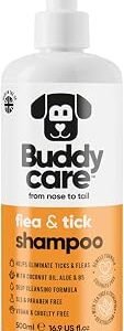 Buddycare Flea and Tick Dog Shampoo (500ml) Effective Shampoo to Help Eliminate Ticks and Mites Itchy & Sensitive Skin Relief Dog Flea Treatment for Dogs Cleans & Soothes Skin