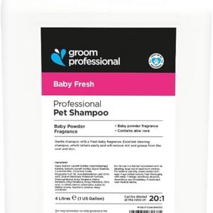 GROOM PROFESSIONAL Baby Fresh Dog Shampoo - Soothing Baby Powder Dog Shampoo - Gentle for Sensitive or Itchy Skin - Removes Dandruff & Smelly Puppy Odours, w/Aloe Vera to Help Itching Relief, 4L