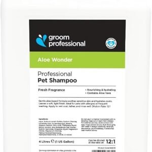 GROOM PROFESSIONAL Aloe Wonder Dog Shampoo - Soothing Relief for Itchy or Sensitive Skin - Hydrates Dry, Flaky & Irritated Skin - Gentle Formula for Puppy/Dogs - Relieves Itching w/Aloe Vera, 4L