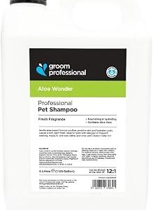 GROOM PROFESSIONAL Aloe Wonder Dog Shampoo - Soothing Relief for Itchy or Sensitive Skin - Hydrates Dry, Flaky & Irritated Skin - Gentle Formula for Puppy/Dogs - Relieves Itching w/Aloe Vera, 4L