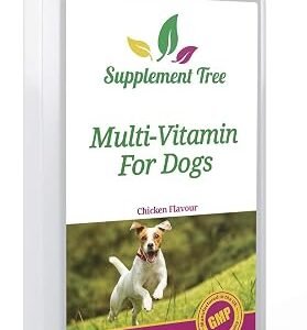 Daily Multivitamins for Dogs 120 Chewable Chicken Flavour Tablets | 24 Essential Vitamins & Minerals | Support Healthy Heart Brain Hips Joints Bones Teeth Skin & Coat | For Young or Senior Pets