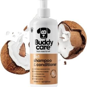 Buddycare Dog Shampoo and Conditioner 2in1 (500ml) Gentle Formula for All Breeds, Gentle Care for Dogs with Sensitive Skin | Hydrating and Nourishing Formula| Natural Ingredients for a Shiny Coat