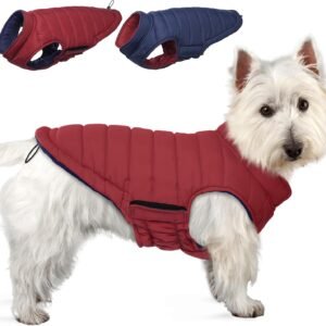 Reversible Dog Winter Coat, Warm Jacket for Small Dogs, Red S