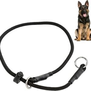 1 Pc Slip Dog Training Collar, 50 cm/20 in Nylon Dog Training Collar, Round Rope No Pull P-Collars Suitable for Small Medium Dogs (Black)