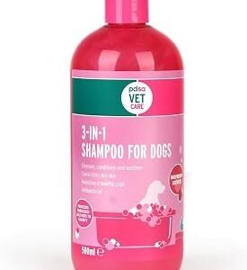 PDSA 3-in-1 Dog Shampoo 500ml ? Antibacterial & Deodorising ? Gentle Aloe Vera Formula for Sensitive Skin with Long-Lasting Raspberry Fragrance
