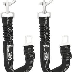 2 Pack Dog Seat Belt for Cars UK, Dog Car Harness, Heavy Duty, Double Layer, Elastic, Adjustable Safety Pet Seat Belt (Black).