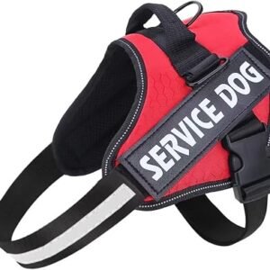 Soft No Pull Dog Harness Medium, Adjustable Assistance Service Dog Vest with Safety Buckle, Reflective Breathable Outdoor Training Dog Harness?Red?