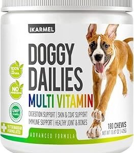 Doggy Dailies | Vitamins Supplements For Dogs | Skin & Coat | Probiotics + Joint Support 24 Vitamins & Minerals puppy to Senior Multivitamin