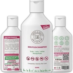 Dog Flea & Tick Shampoo for Itchy Skin 500ml - Medicated Flea & Tick Cleanser for Sensitive and Smelly Dogs - Antibacterial & Anti-Fungal Grooming Product