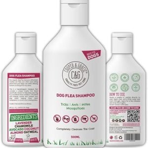 Dog Flea & Tick Shampoo for Itchy Skin 500ml - Medicated Flea & Tick Cleanser for Sensitive and Smelly Dogs - Antibacterial & Anti-Fungal Grooming Product