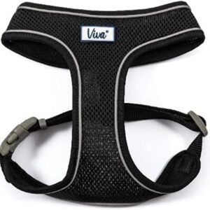 Ancol Viva Lightweight Breathable Comfort Mesh Nylon, Plastic Dog Harness Black Size Medium (Fits Girth 44-57 cm)