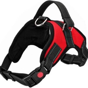 FYY Dog Harness No Pull, Breathable Adjustable Pet Vest, Reflective Oxford Walking Dog Harness with Sturdy Handle for Small Medium Large Dogs M-Red