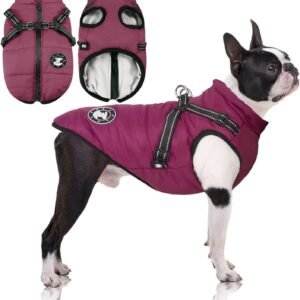 Kuoser Dog Coat Waterproof Warm Dogs Jacket Winter Coat with Harness, 3XL