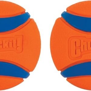 Chuckit! Ultra Ball Durable Rubber Dog Toy, Small, 4.8 cm (2-Pack) | High Bounce & Visibility, Natural Rubber, Floats in Water, Easy to Clean,...