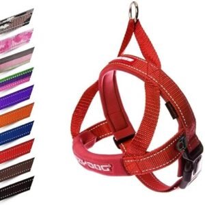 EzyDog Quick Fit Dog Harness | Dog Harness Small, Medium, Large, Reflective Stitching, Water Resistant Materials, No Pull (Red)