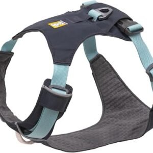 RUFFWEAR Hi & Light Harness - Reflective Y-Shaped Dog Harness, Lightweight & Padded No Pull, Quick Release, 2 Lead Attachments, Size XXXS, Basalt Grey