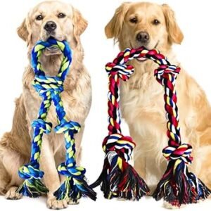 Speedy Panther 2 Pack Dog Rope Toys for Large Medium Dogs, Durable Chew Toys for Aggressive Chewers, Safe & Non-Toxic Tough Rope Tug Toy for Teeth Cleaning