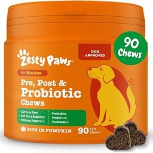 Zesty Paws Pre, Post & Probiotic for Dogs, Daily Digestive Bites - 90 Chews