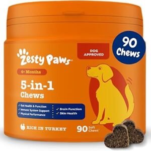 Zesty Paws 5in1 Multivitamins for Dogs, Rich in Turkey, 90 Chews