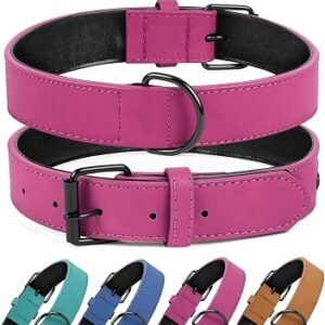 OFFCUP Leather Dog Collar, Soft Durable Adjustable Pet Collar