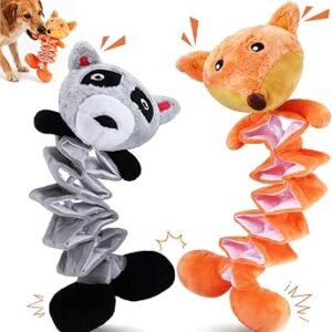 AWOOF Dog Squeak Toys, No Stuffing Plush Dogs Chew Toy Bundle for Small Medium Large Breed Chewer Tough Durable Squeaky Pet Fetch Puppy Teething Chewing Interactive to Keep Them Busy (Orange)