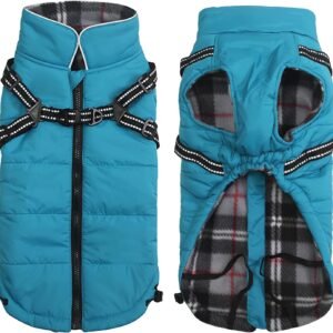 Kuoser Dog Coat Waterproof Warm Dogs Jacket Winter Coat with Harness, 3XL