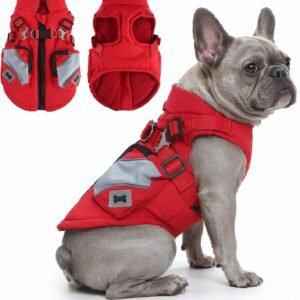 Dog Coat With Harness, Dog Coats Waterproof for Small,Medium Dogs, Clothing & Accessories for Dogs, Puppy Winter Warm Coats & Jackets With...