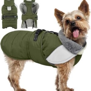 Dog Winter Coat, Waterproof Warm Puppy Jacket, Army Green S