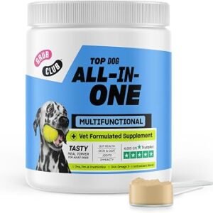 Top-Dog All In One Dog Food Topper (300g - Up To 2 Months Supply) - Dog Health Supplement Topper With Glucosamine, Prebiotic Fibre, Probiotics For Dogs, Omega 3 & Vitamins - Made In The UK