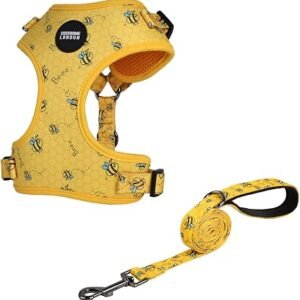 COSYHOME LONDON Dog Harness No Pull Pet Harness, Adjustable Dog Vest for Easy Walking, Breathable soft cotton Material for Small Medium Breed Dogs (S, Yellow bees)