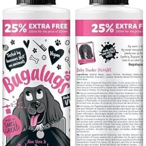 Bugalugs Dog Perfume Spray with Aloe Vera & Baby Powder Cologne great Pet Odour Eliminator Deodorant Spray for Smelly Dogs can use as Dry Shampoo