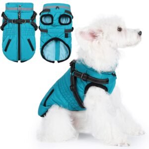 Kuoser Dog Coat Waterproof Warm Dogs Jacket Winter Coat with Harness, 3XL