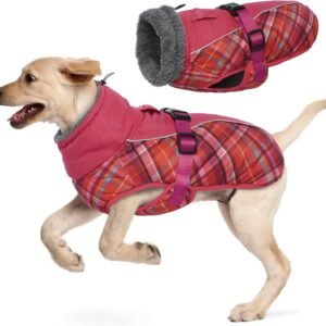 Kuoser Dog Coat Waterproof Warm Dogs Jacket Winter Coat with Harness, 3XL