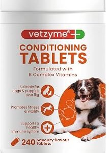Vetzyme Once A Day Conditioning Tablets for Dogs (240 Tablets) - With B Complex Vitamins to Promote Fitness and Support a Healthy Immune System