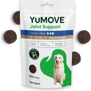 YuMOVE Max Strength Joint Supplement, Hip & Joint Aid with Glucosamine, Chondroitin, Green Lipped Mussel, Aged 8+, 60 Chews | Unflavoured