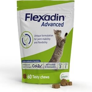Flexadin Advanced Joint Care Supplement for Cats containing Undenatured Type II Collagen, Manganese, Methionine, Omega 3 & Vitamin E/Promotes joint health, mobility & flexibility | 60 chews