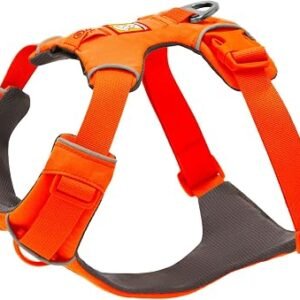 RUFFWEAR Front Range Harness, Reflective Y Medium Dog Harness, Adjustable Comfortable Padded Everyday Dog Walking, No Pull Pet Harnesses, 2 Lead Attachments & V Ring, Size Small, Blaze Orange