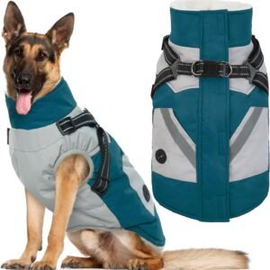 IECOii Dog Coats with Harness Built‑In,Dog Winter Coat with Harness | Turquoise Green 3XL|Waterproof & Windproof & Snowproof Outer & Thick...