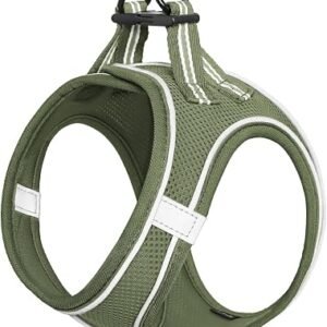 HEELE Dog Harness Small Dog Puppies Step-in Harness Soft Mesh Anti-Escape, Reflective Loop Harness Lightweight Comfortable for Training Walking Running, Army Green, S